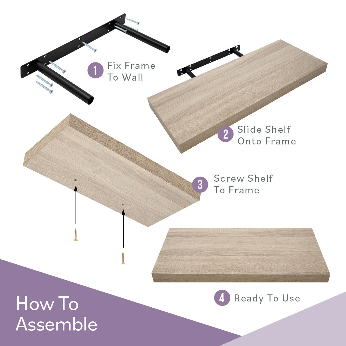 60cm Floating Shelf - Black