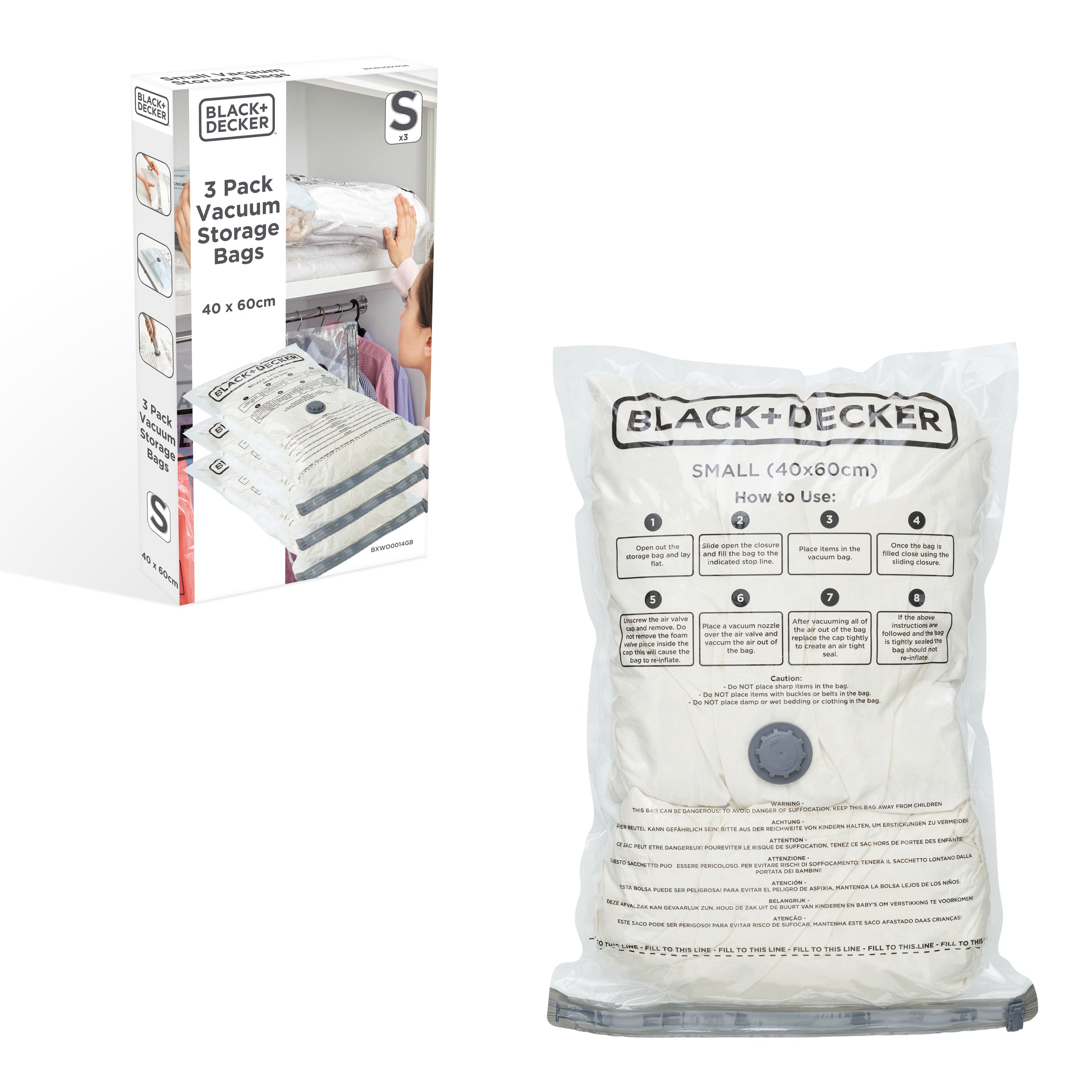 3pk Vacuum Storage Bag - Small