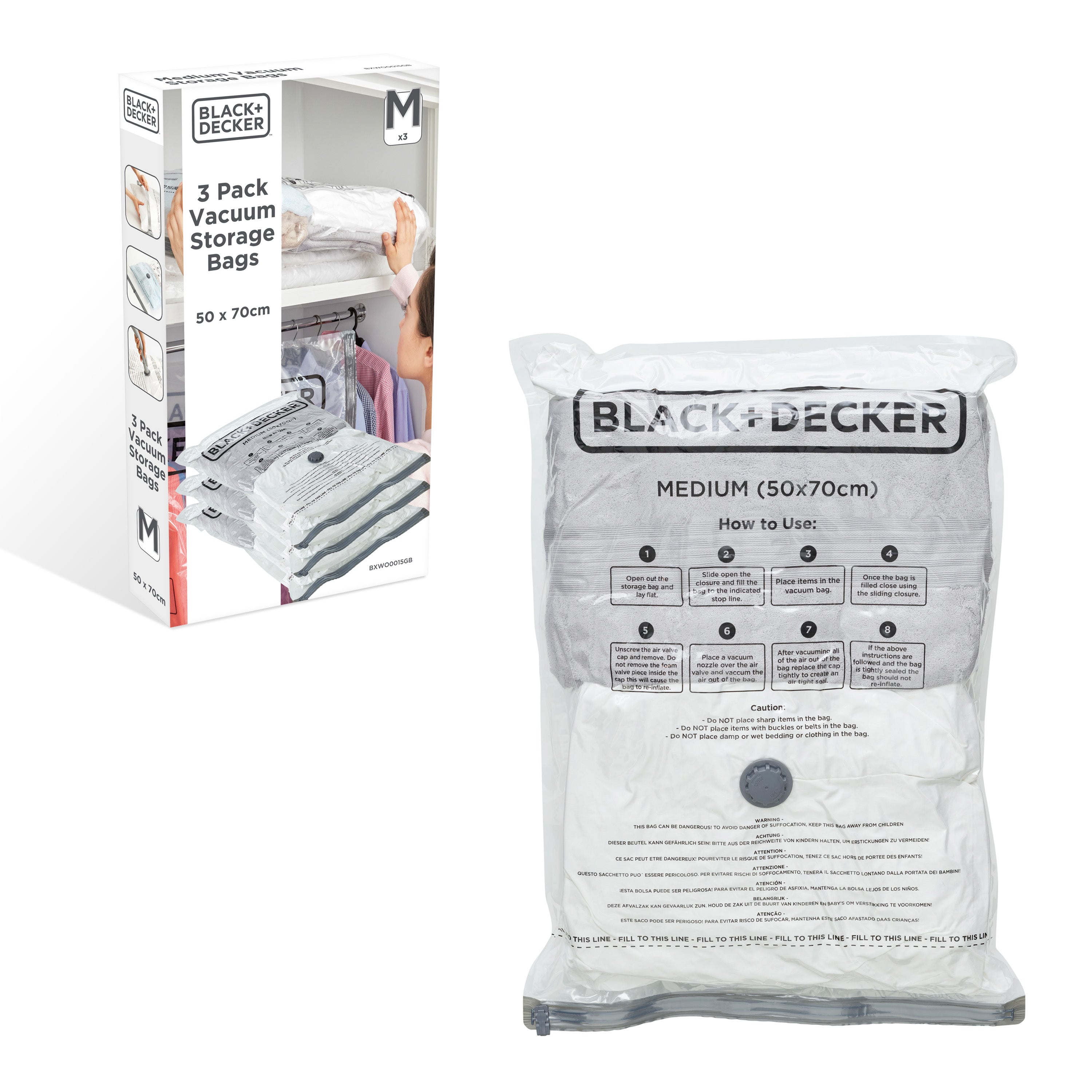 3pk Vacuum Storage Bag - Medium