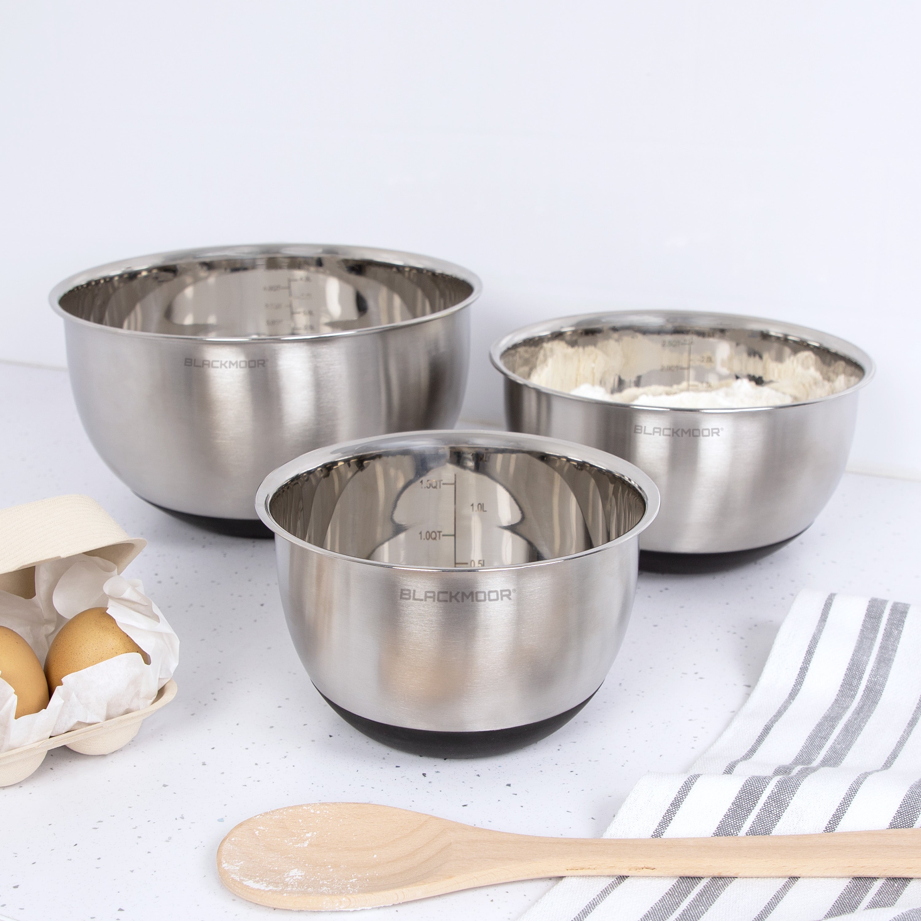 Set of 3 Stainless Steel Mixing Bowls