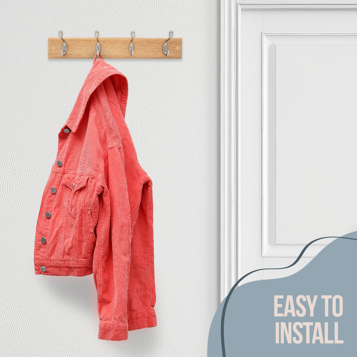 4 Hook Coat Rack - Oak