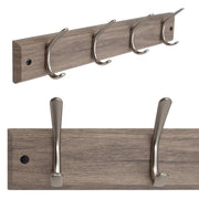 4 Hook Coat Rack - Silver Oak