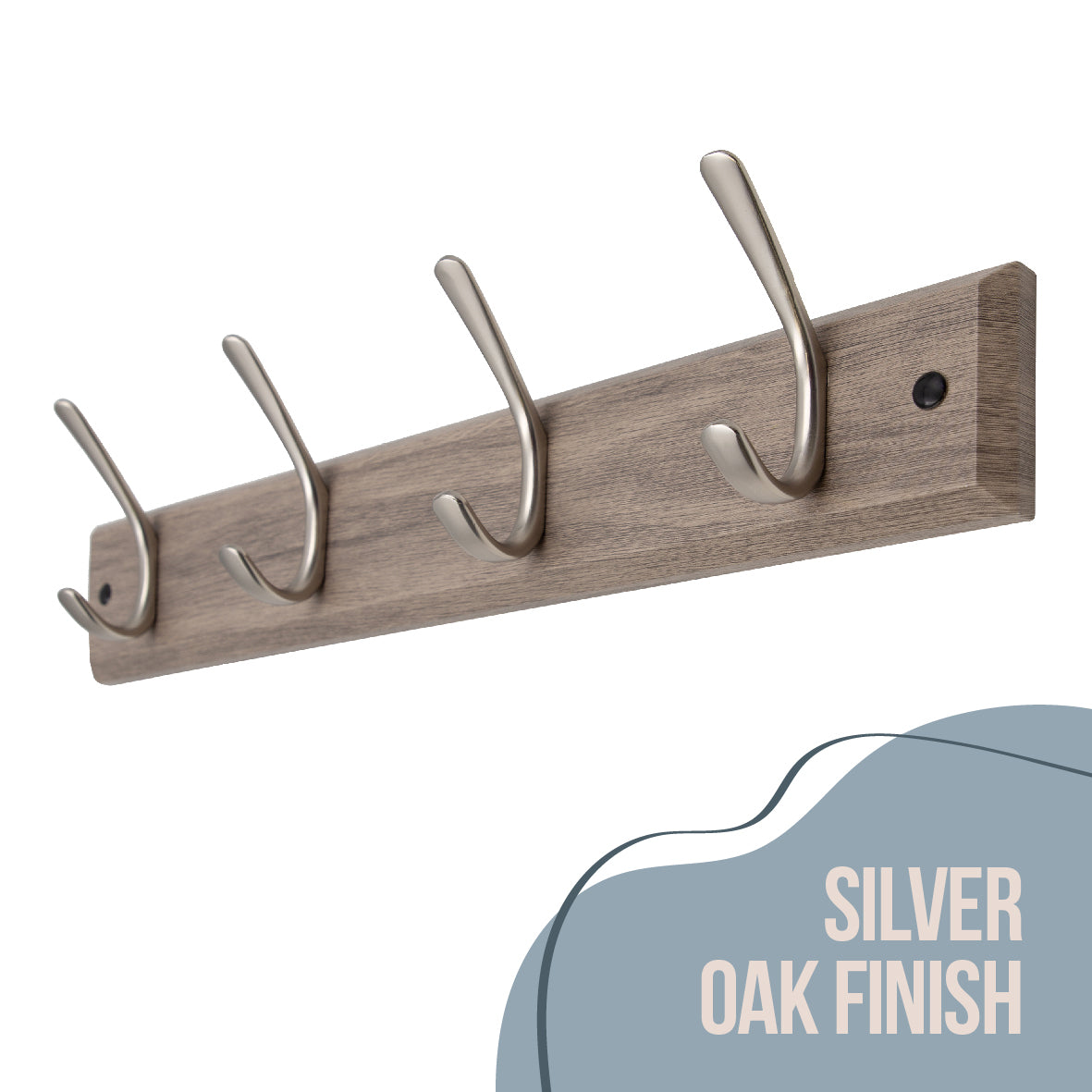4 Hook Coat Rack - Silver Oak