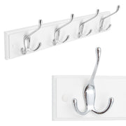 4 Hook Coat Rack - White