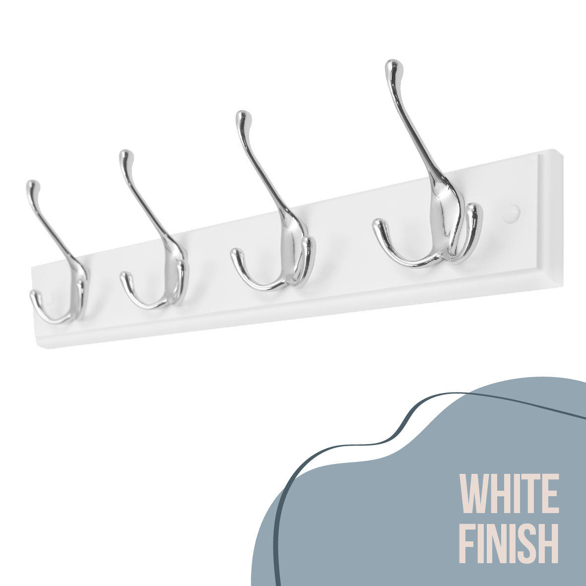 4 Hook Coat Rack - White