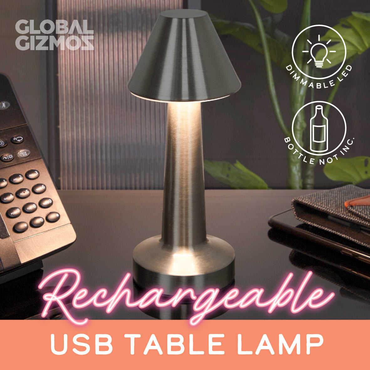 Rechargeable LED Table Lamp - Silver
