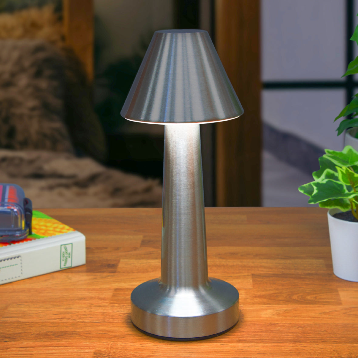 Rechargeable LED Table Lamp - Silver