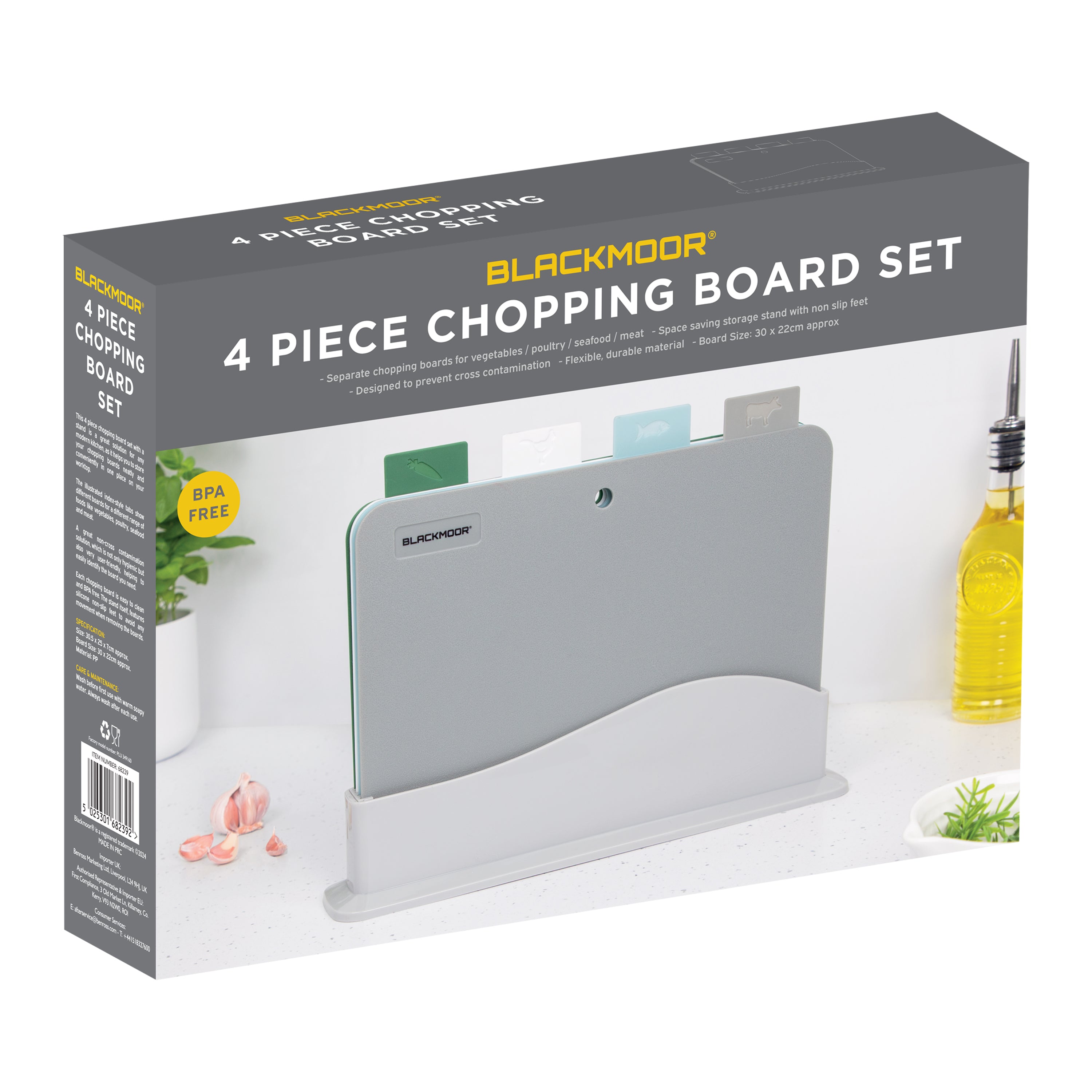 Set Of 4 Colour Coded Chopping Boards