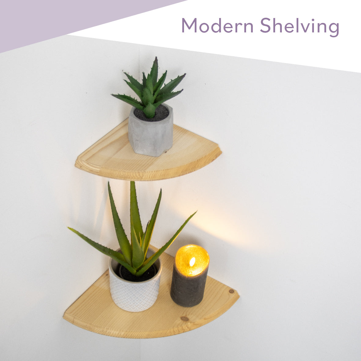 28cm Wooden Floating Corner Shelf
