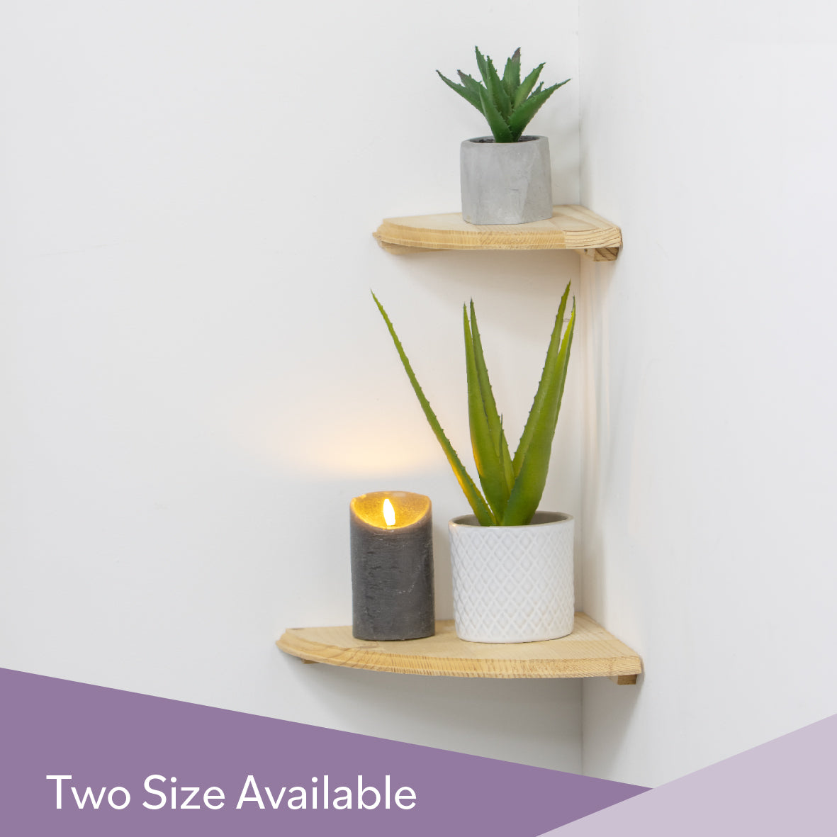 28cm Wooden Floating Corner Shelf