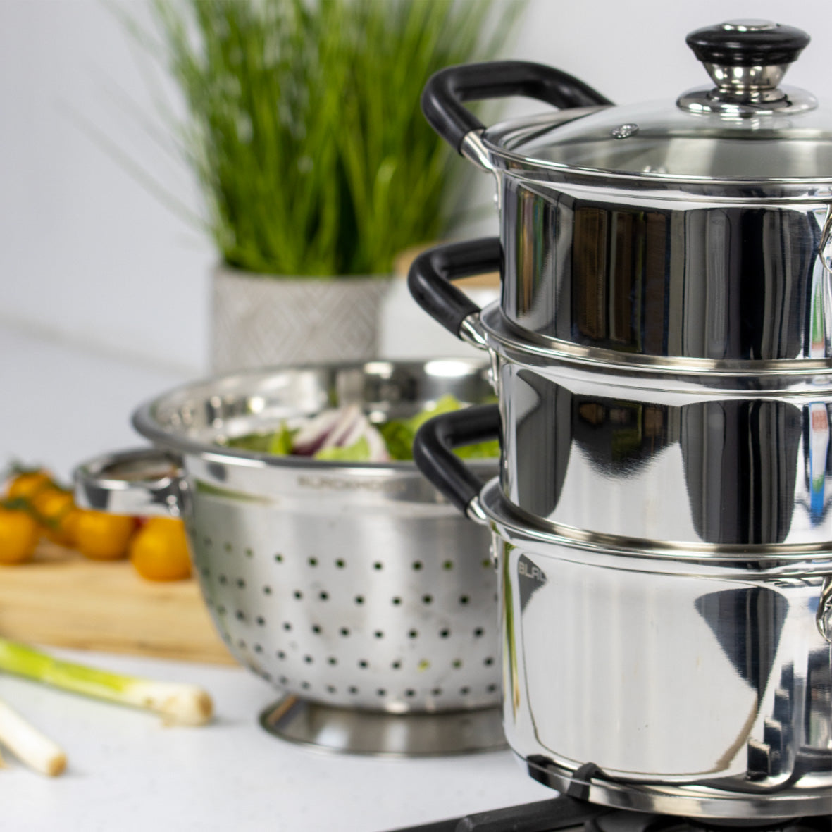 Stainless Steel 3 Tiered Food Steamer
