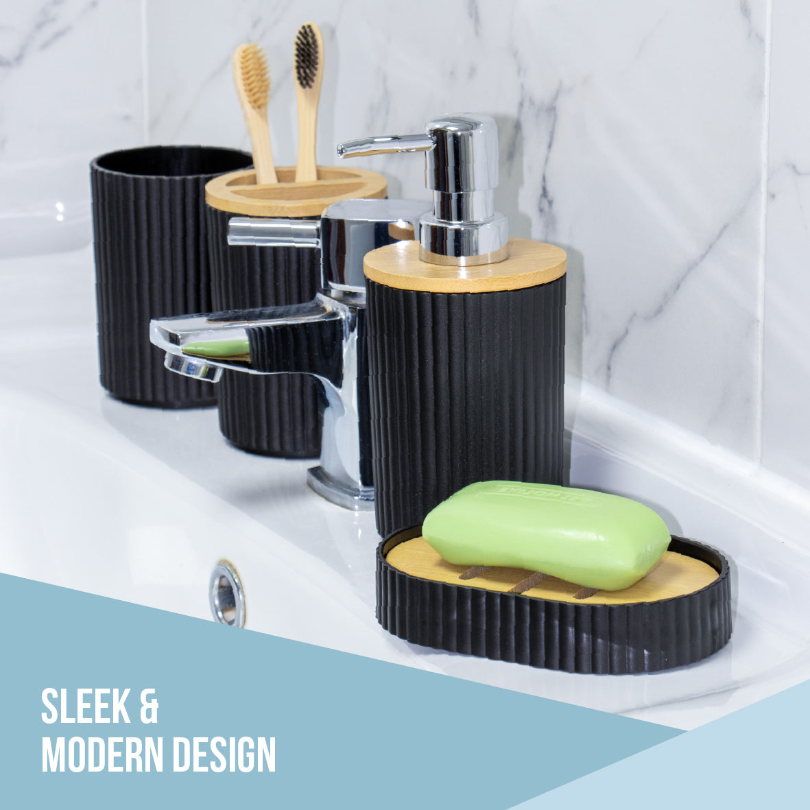 6pc Bathroom Accessory Set - Black