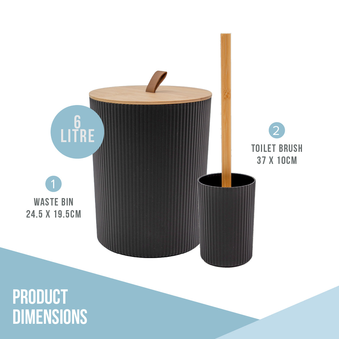 6pc Bathroom Accessory Set - Black
