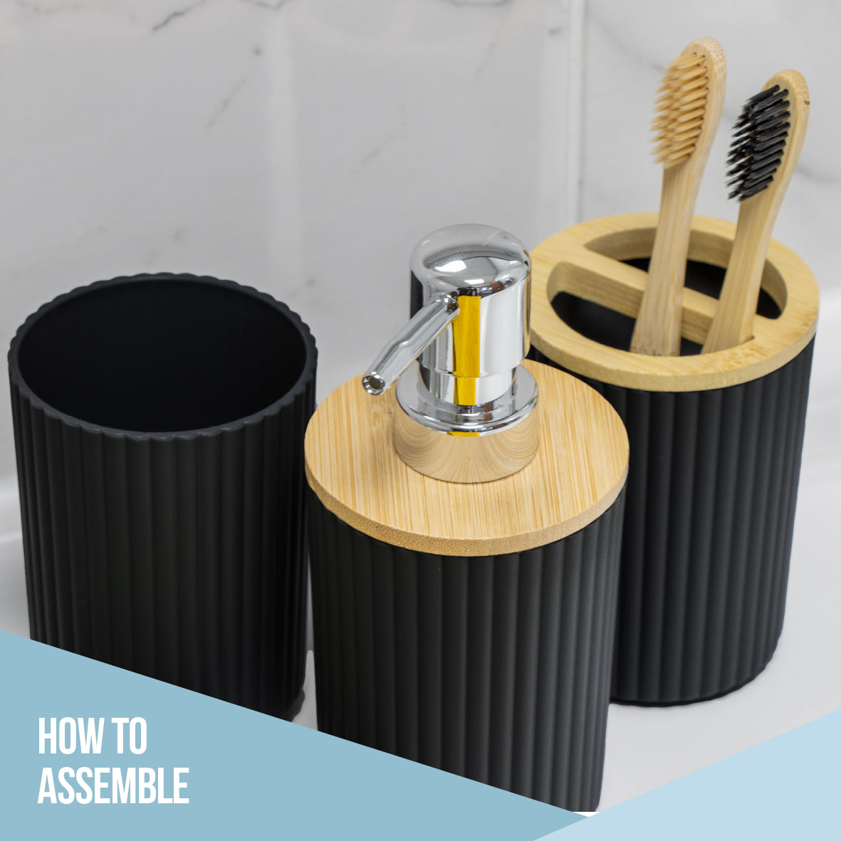 6pc Bathroom Accessory Set - Black