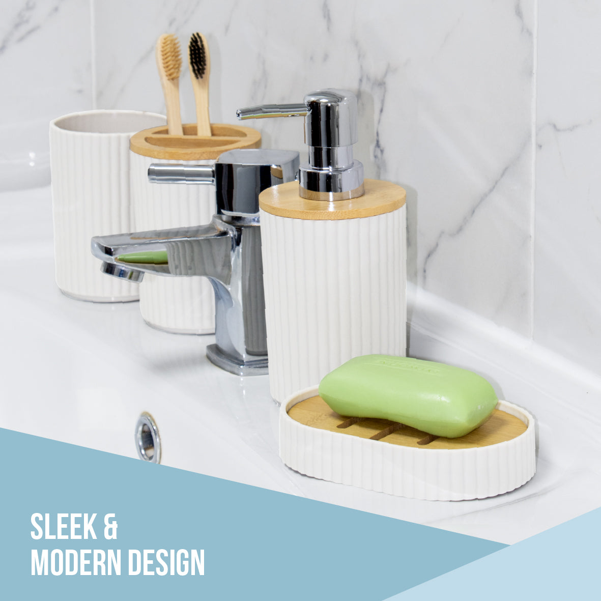6pc Bathroom Accessory Set - White