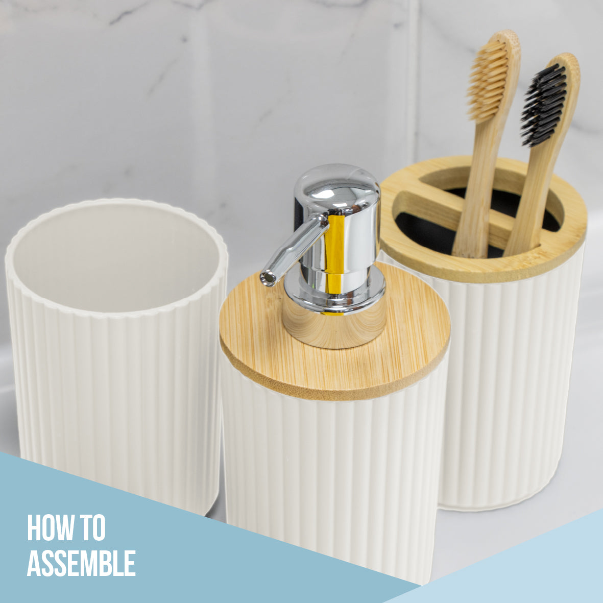6pc Bathroom Accessory Set - White