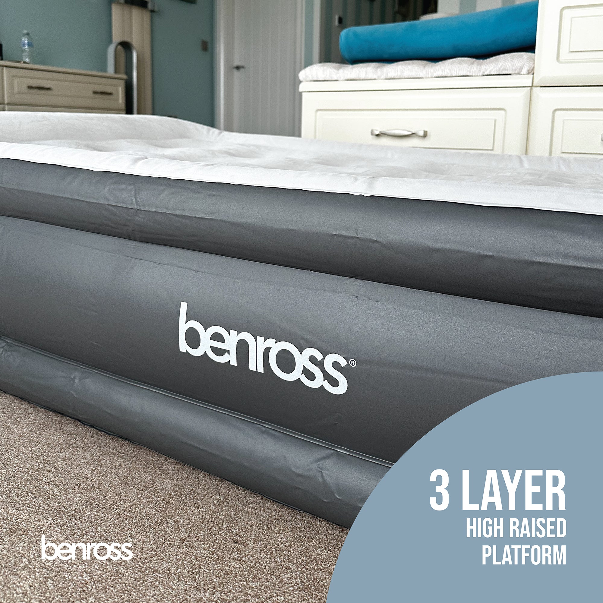 High Raised Single Air Bed with Built in Pump