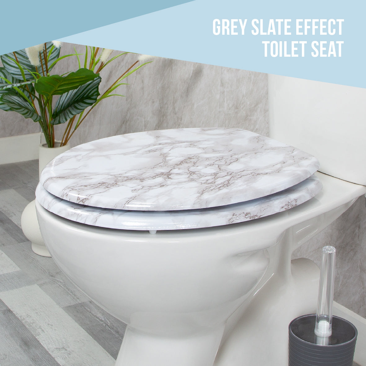 White Marble Effect Toilet Seat