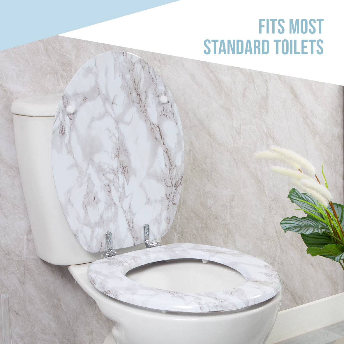 White Marble Effect Toilet Seat