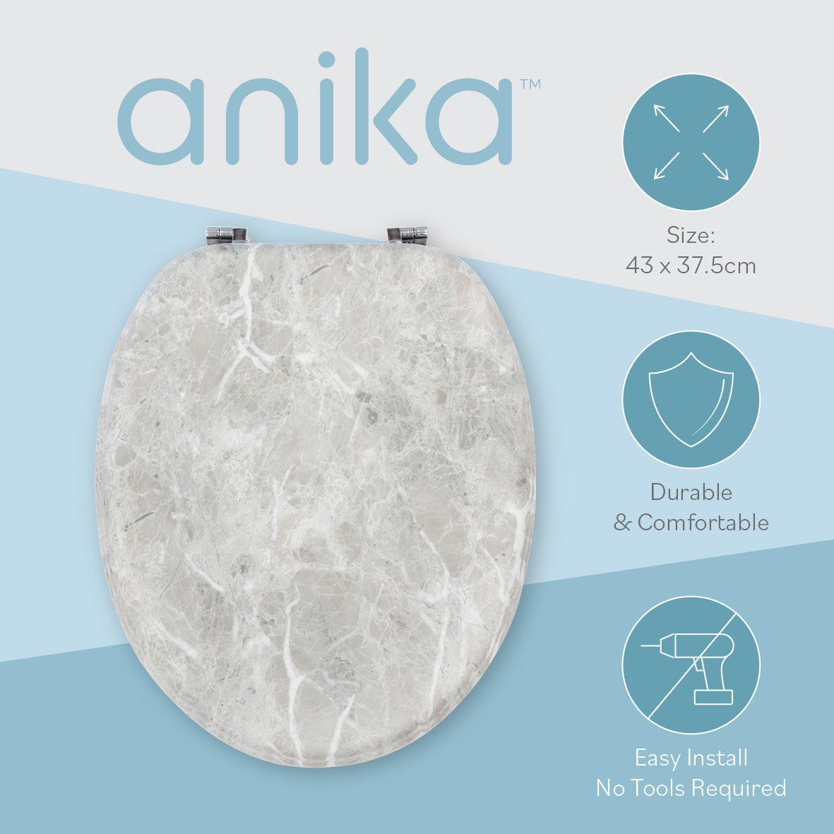 Grey Marble Effect Toilet Seat