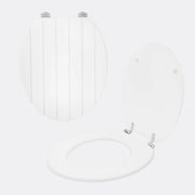 Tongue and Groove White Toilet Seat