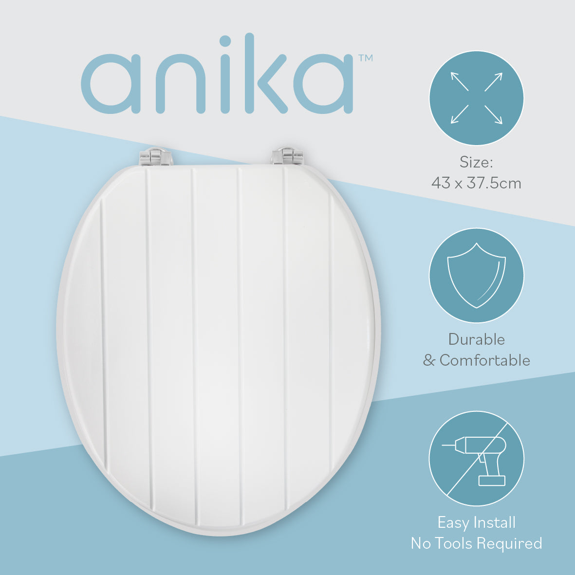 Tongue and Groove White Toilet Seat