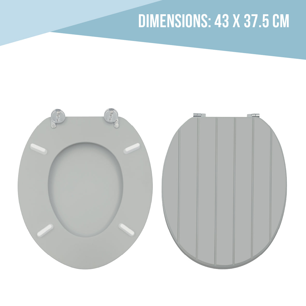 Tongue and Groove Grey Toilet Seat