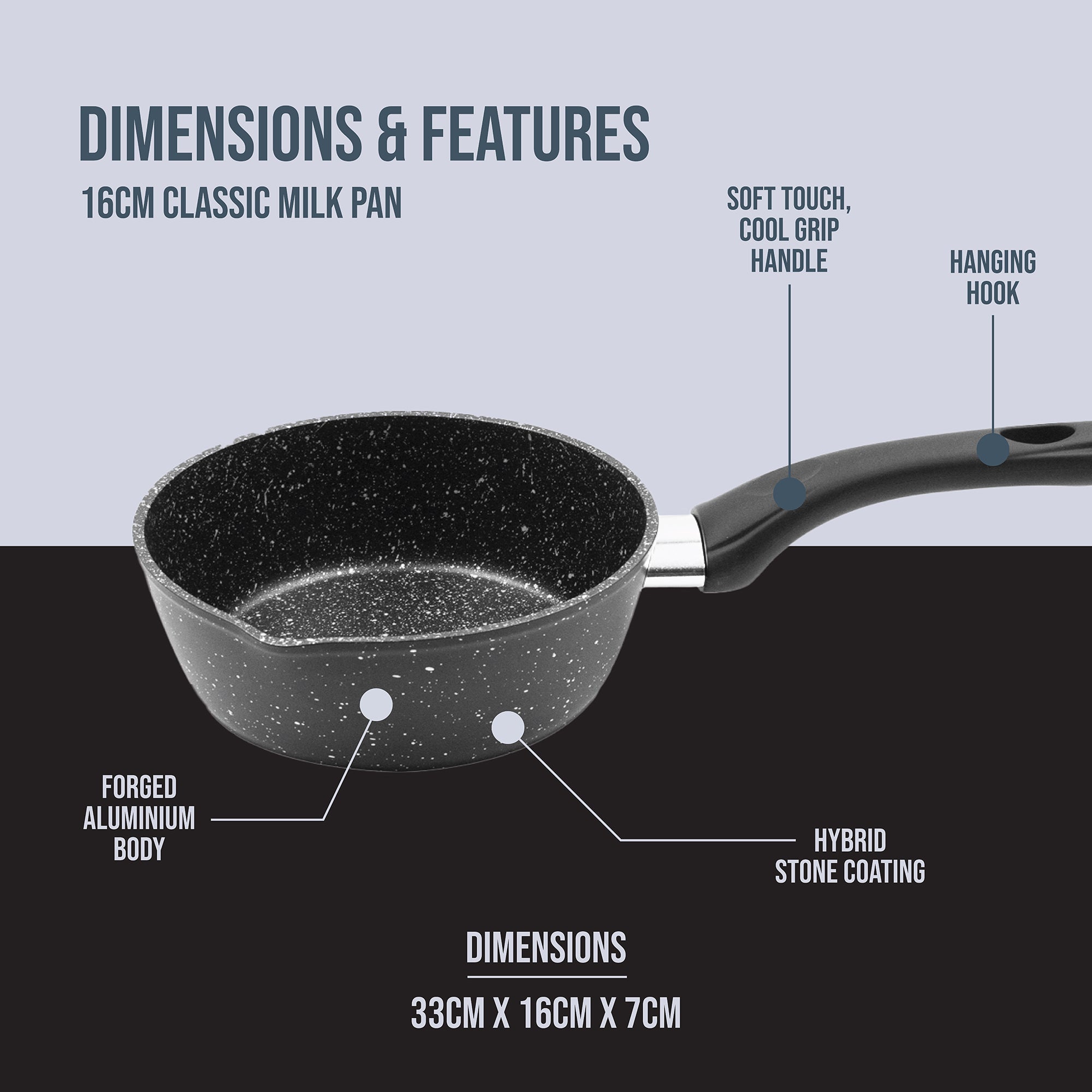 Classic 16cm Black Non Stick Milk Pan