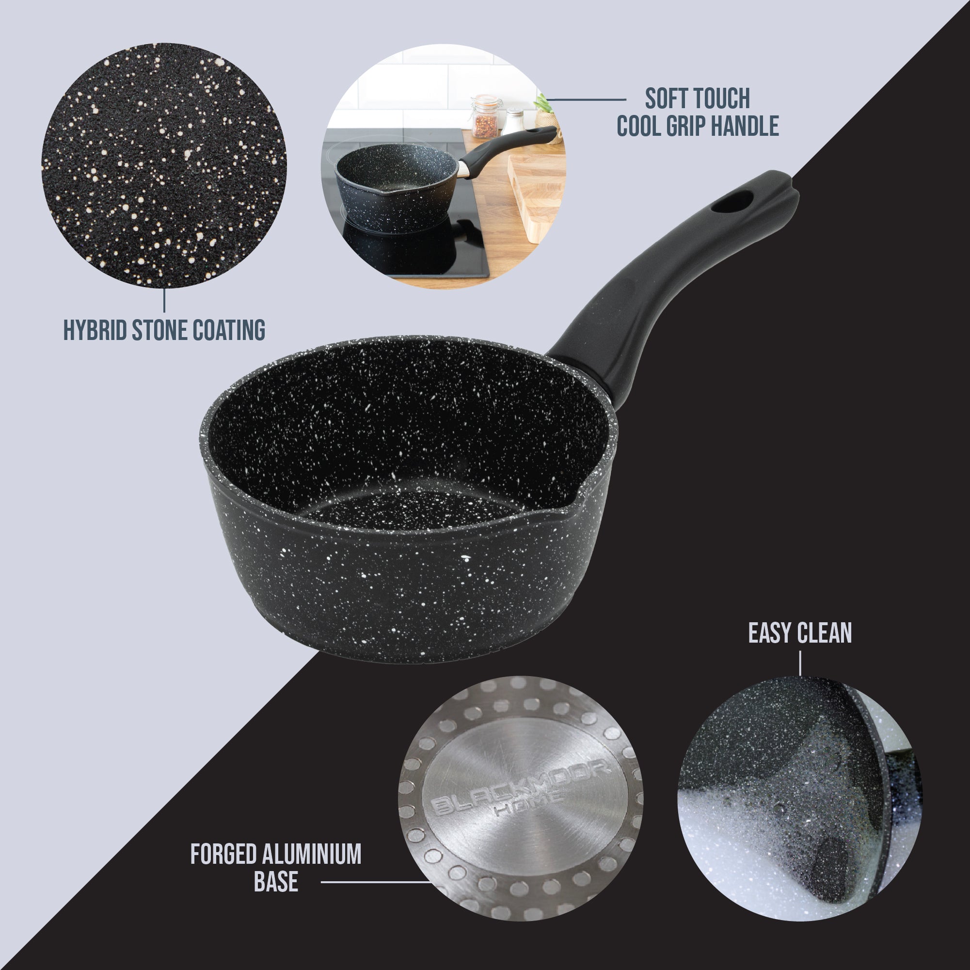 Classic 16cm Black Non Stick Milk Pan