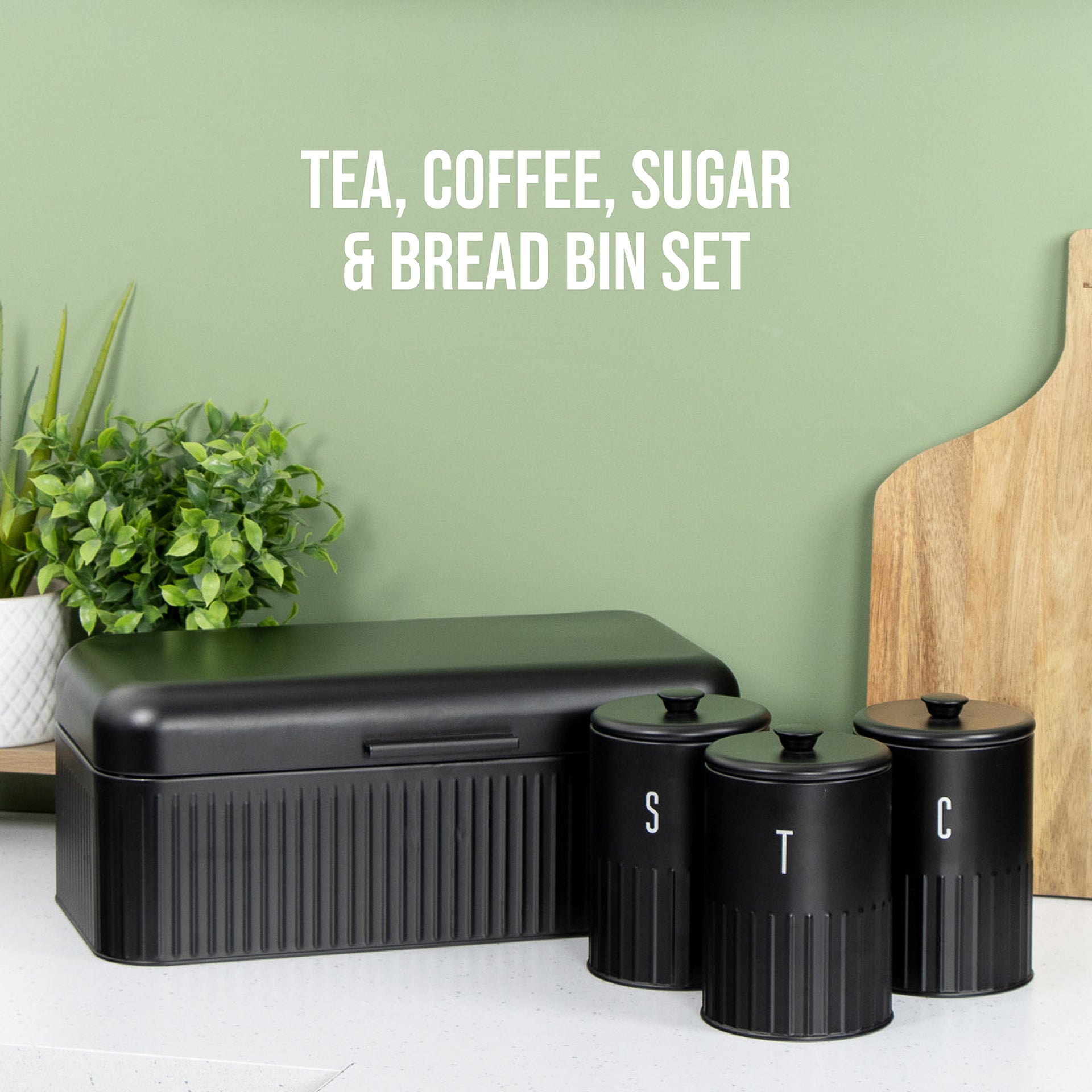 4pc Tea Coffee Sugar & Bread Bin Storage Set