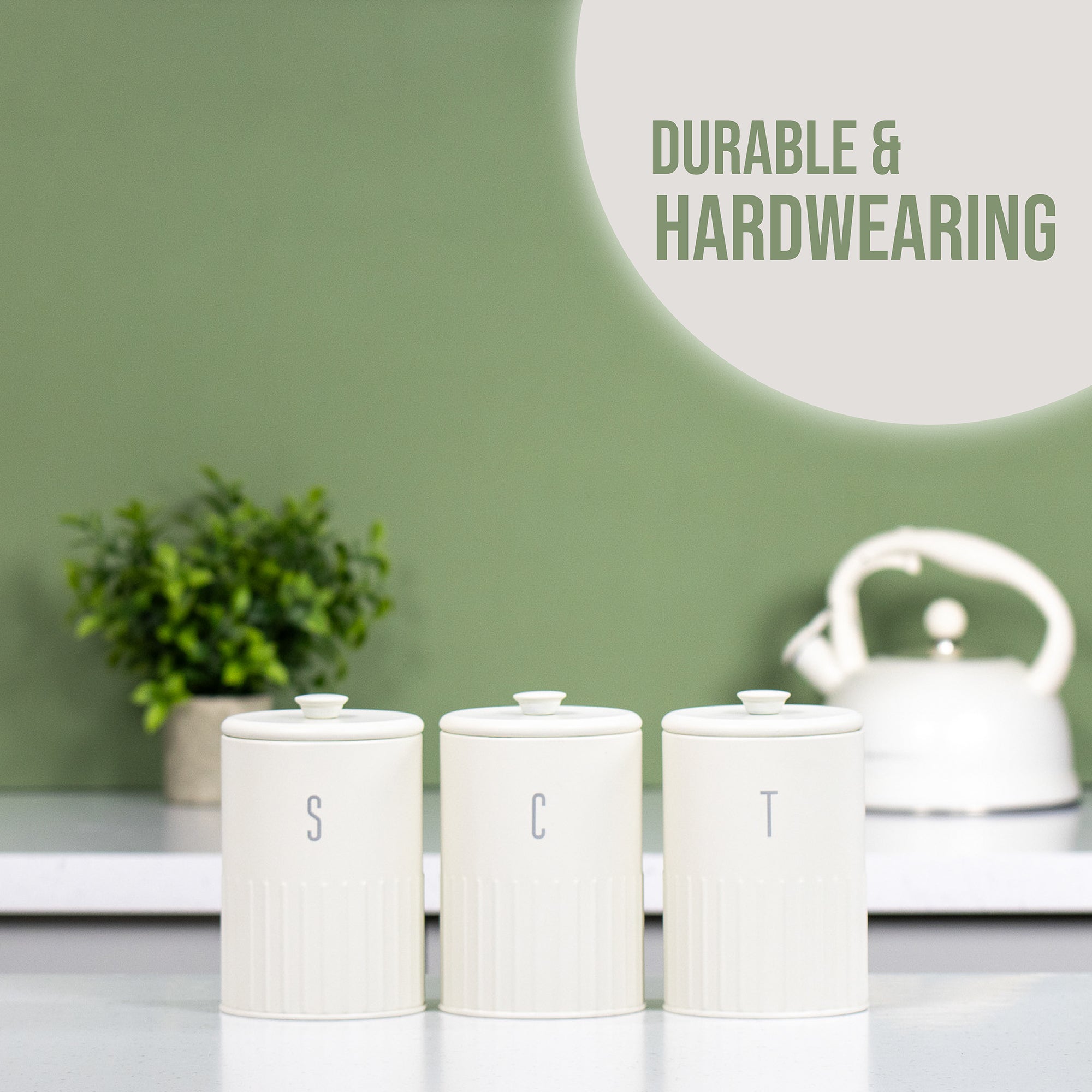 3pc Ivory Tea, Coffee & Sugar Storage Set