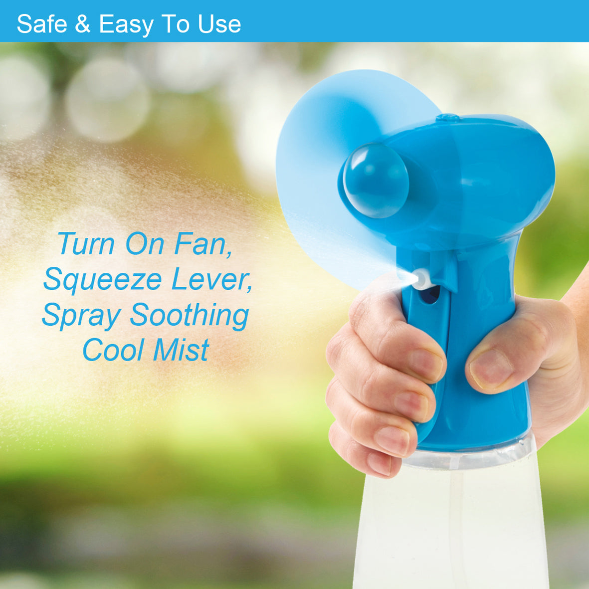 Handheld Water Mist Spray Fan - Blue