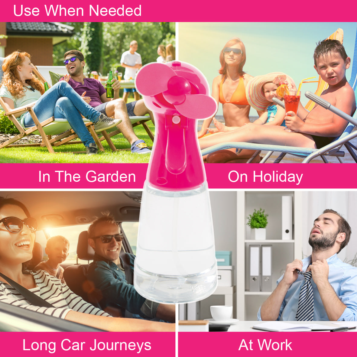 Handheld Water Mist Spray Fan - Pink