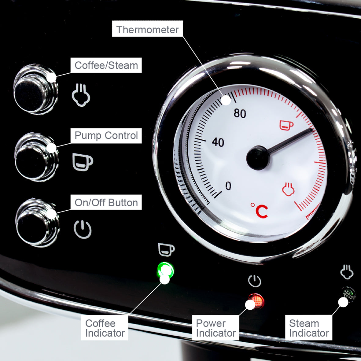 Retro Coffee Machine with Milk Frother