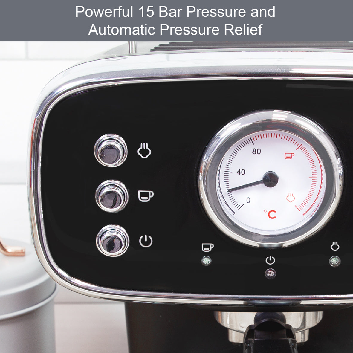 Retro Coffee Machine with Milk Frother