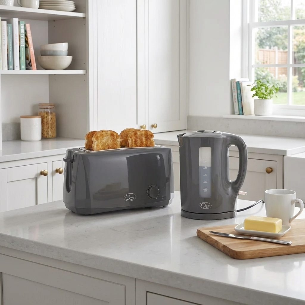 1.7L Kettle & 4 Slice Toaster Set - Grey