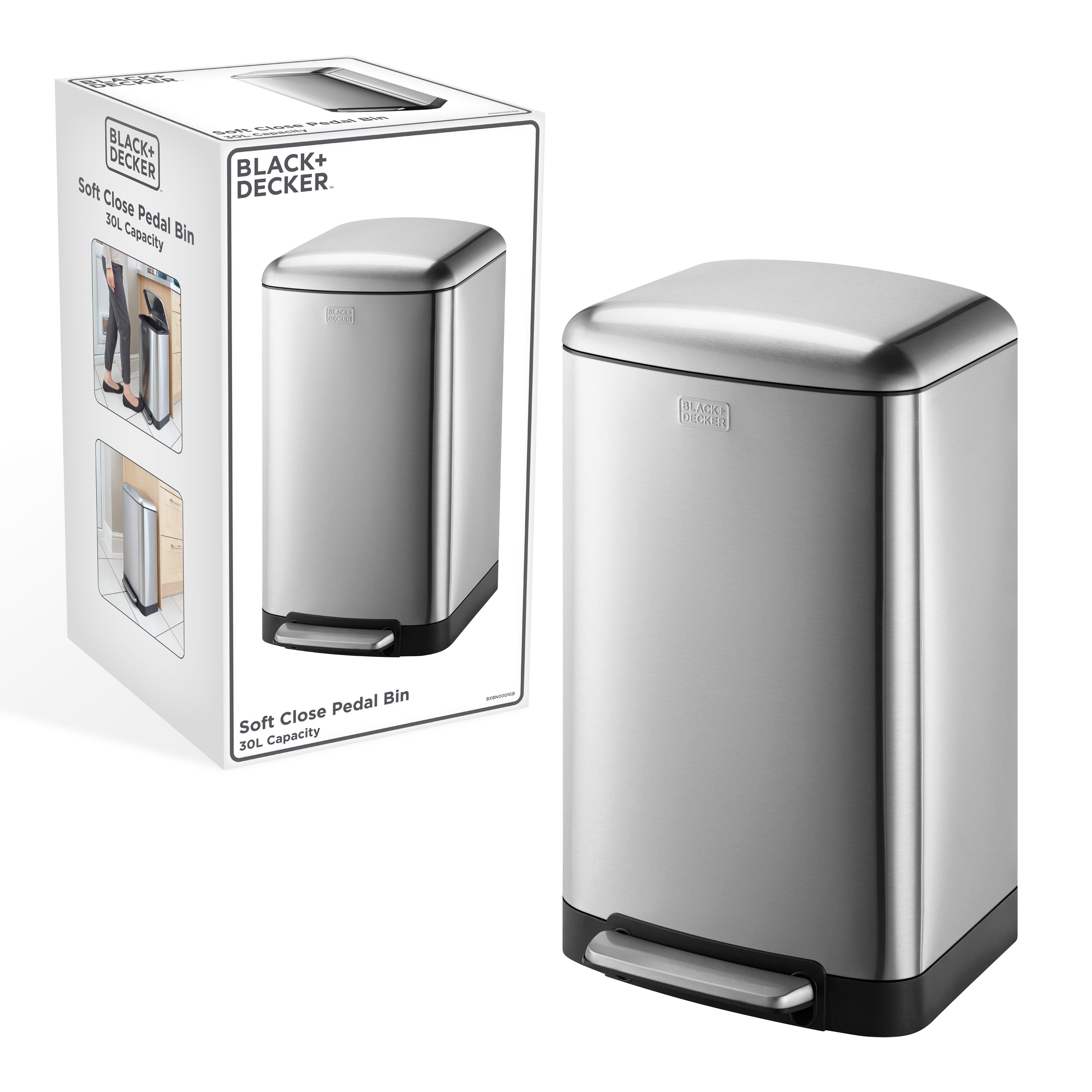 30L Stainless Steel Pedal Bin with Soft Close Lid