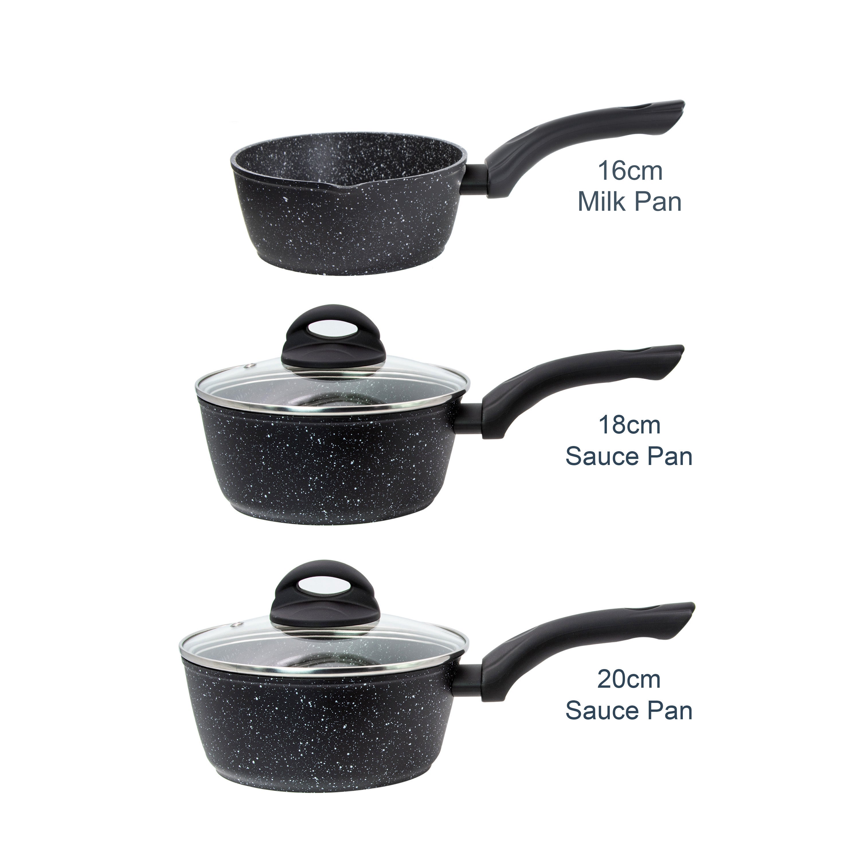 Classic 3-Piece Black Non Stick Saucepan Set