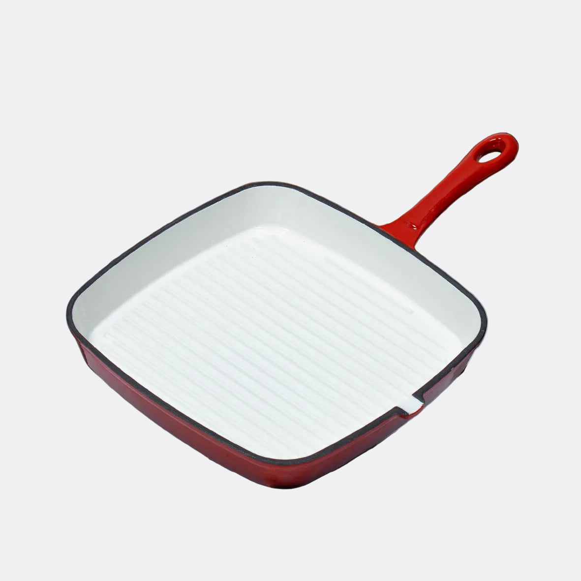 24cm Red Cast Iron Griddle Pan