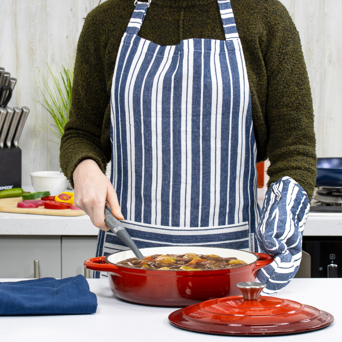 Kitchen Apron with Pocket - Navy Blue