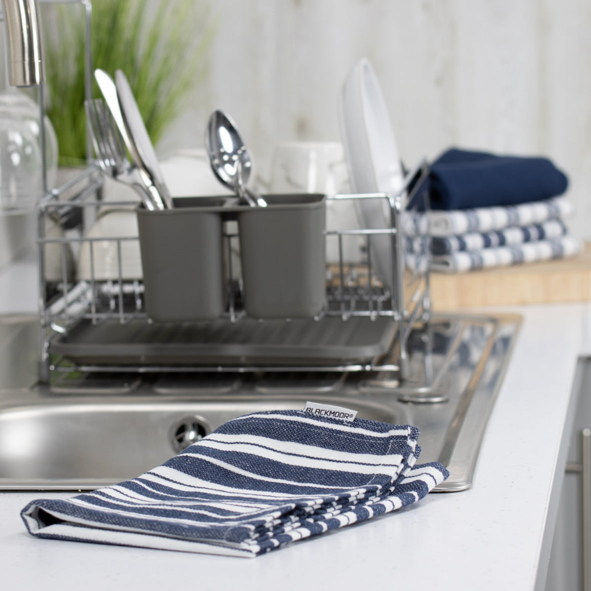 Set of 5 Tea Towels - Navy Blue