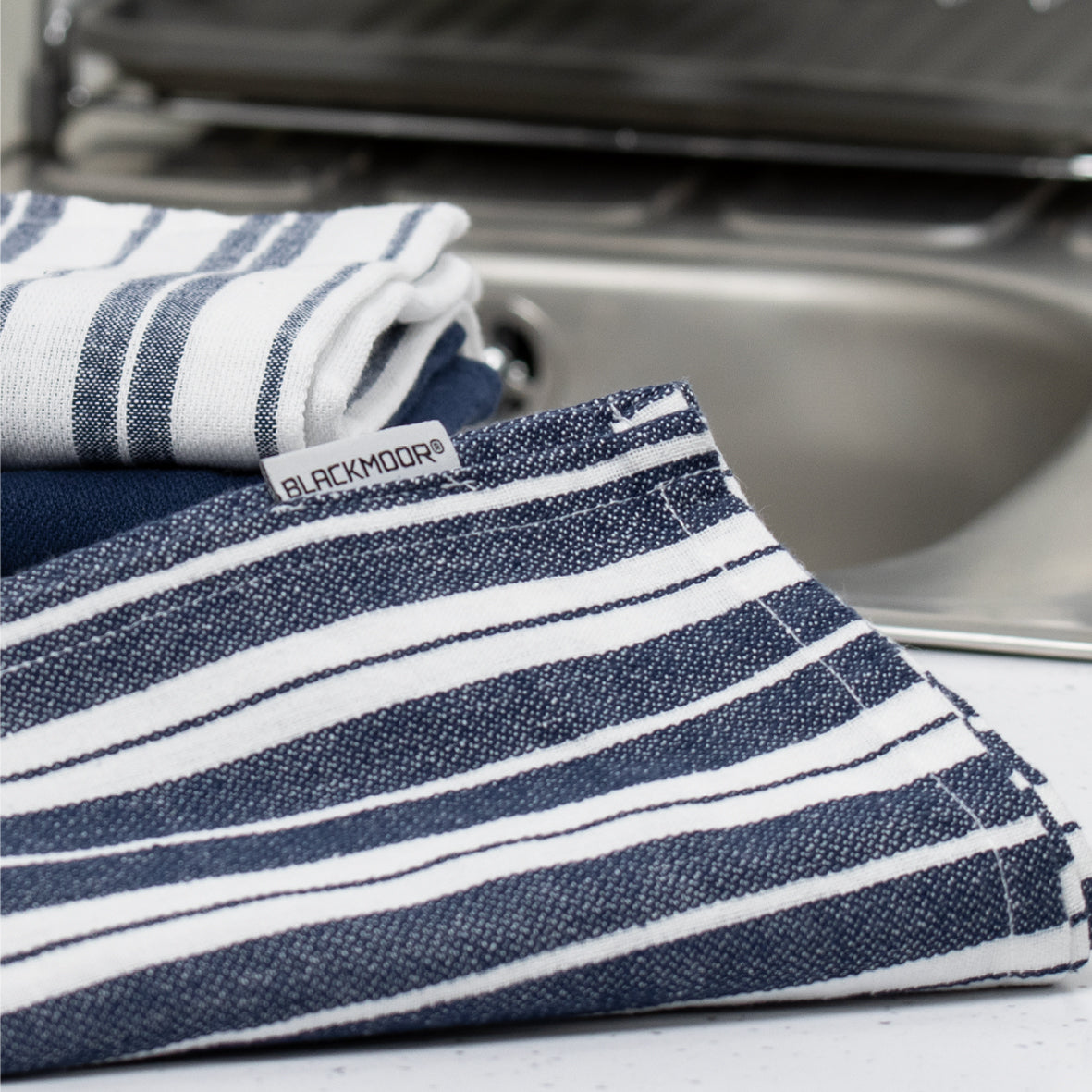 Set of 5 Tea Towels - Navy Blue