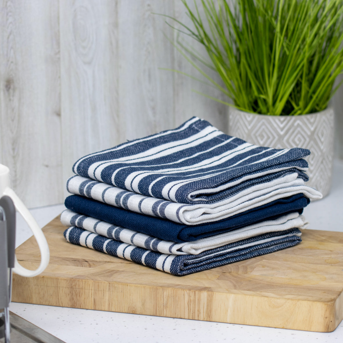 Set of 5 Tea Towels - Navy Blue