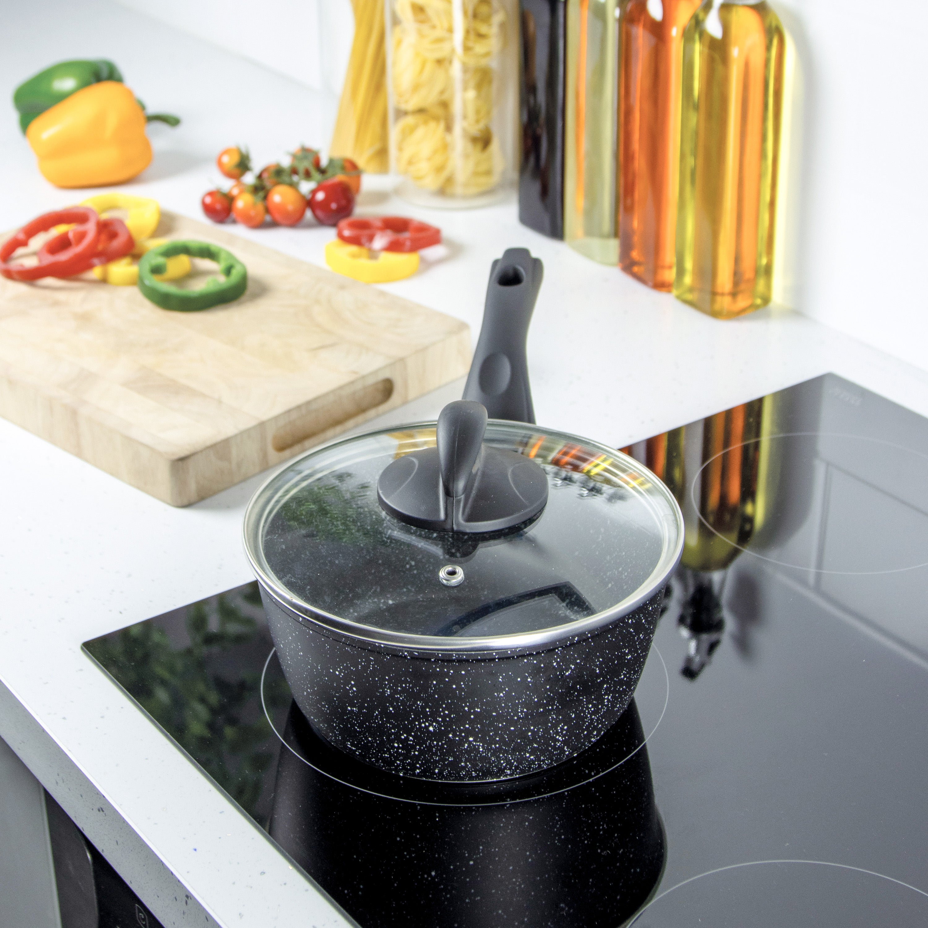 Classic 3-Piece Black Non Stick Saucepan Set