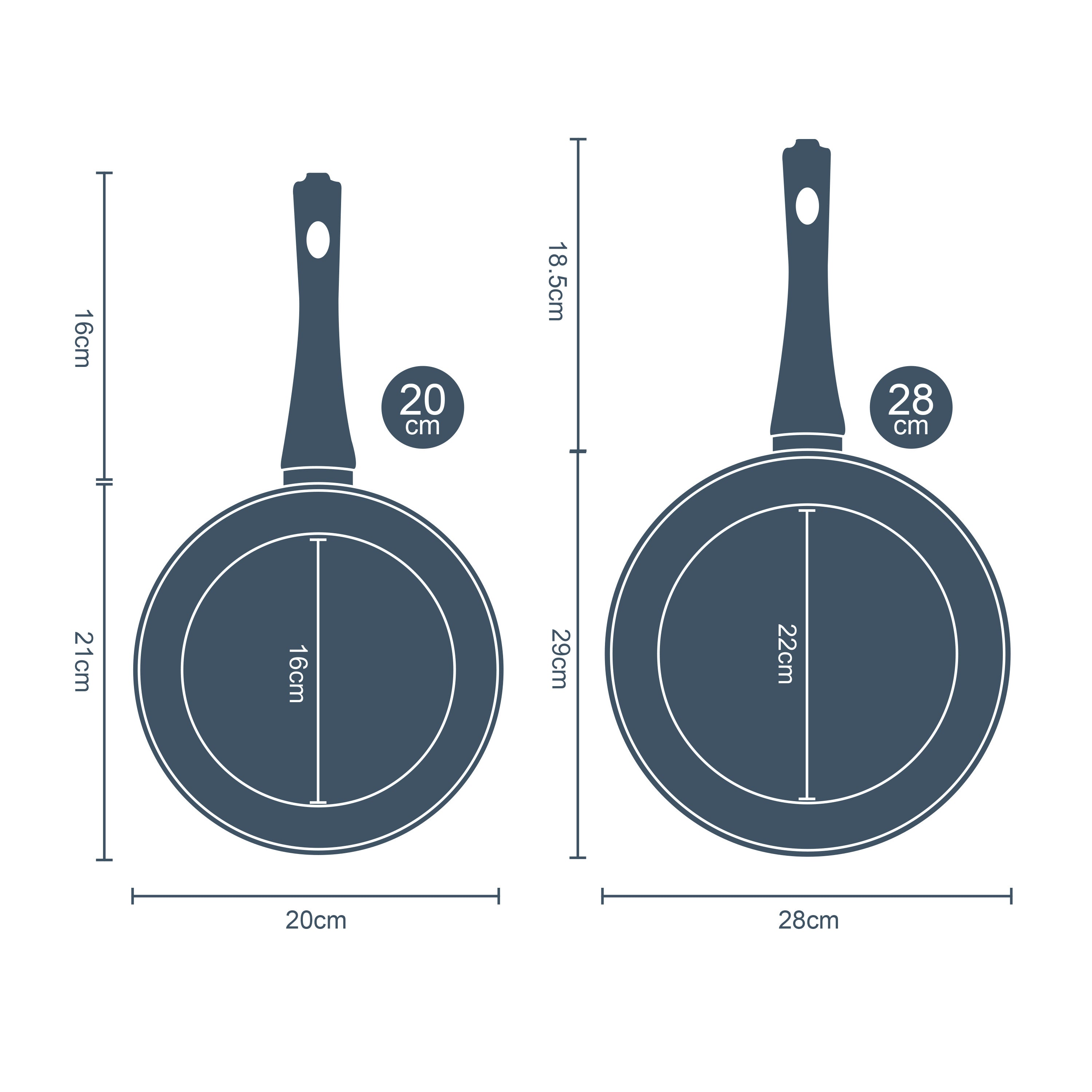 Classic 2-Piece Black Non Stick Frying Pan Set