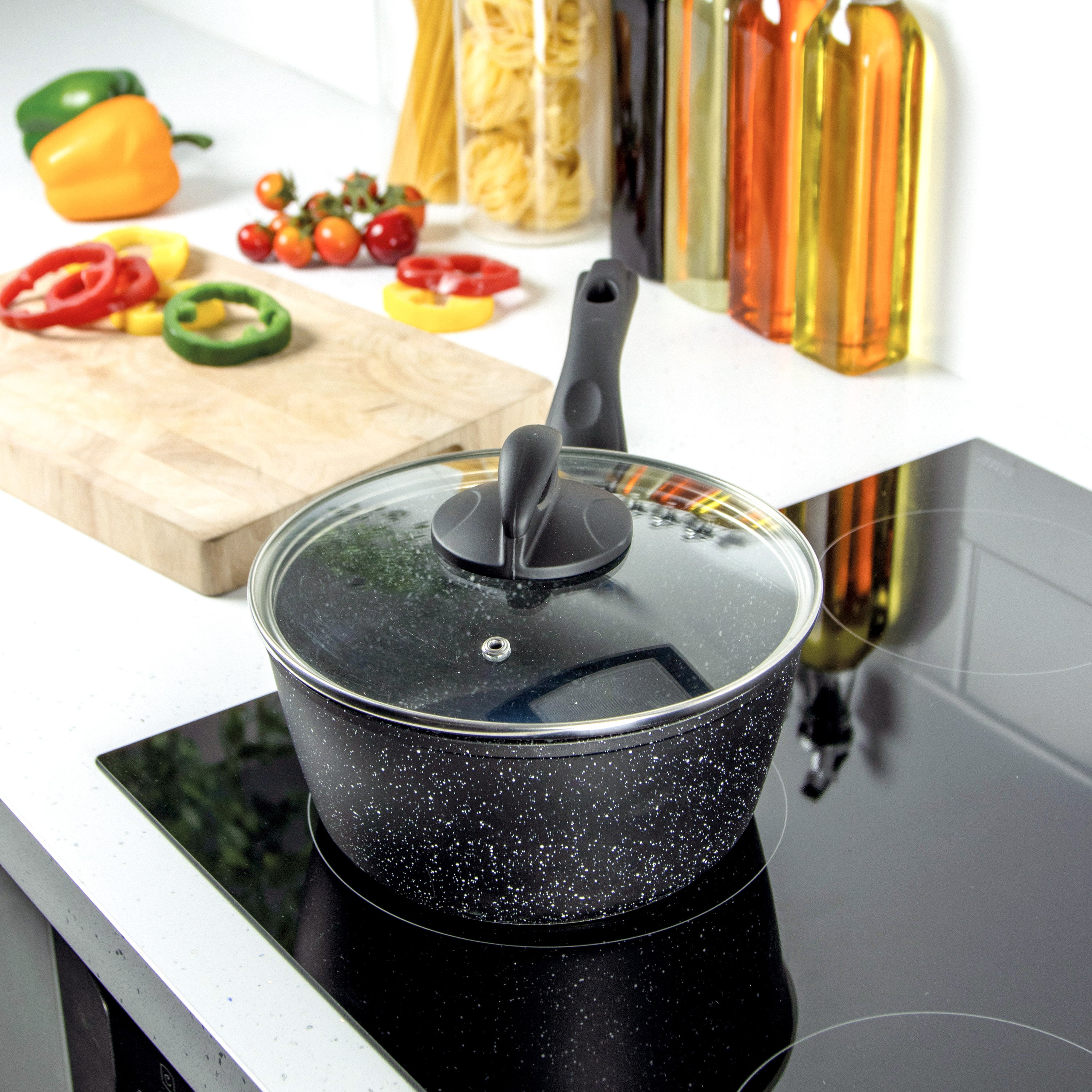 Classic 20cm Black Non Stick Saucepan With Lid