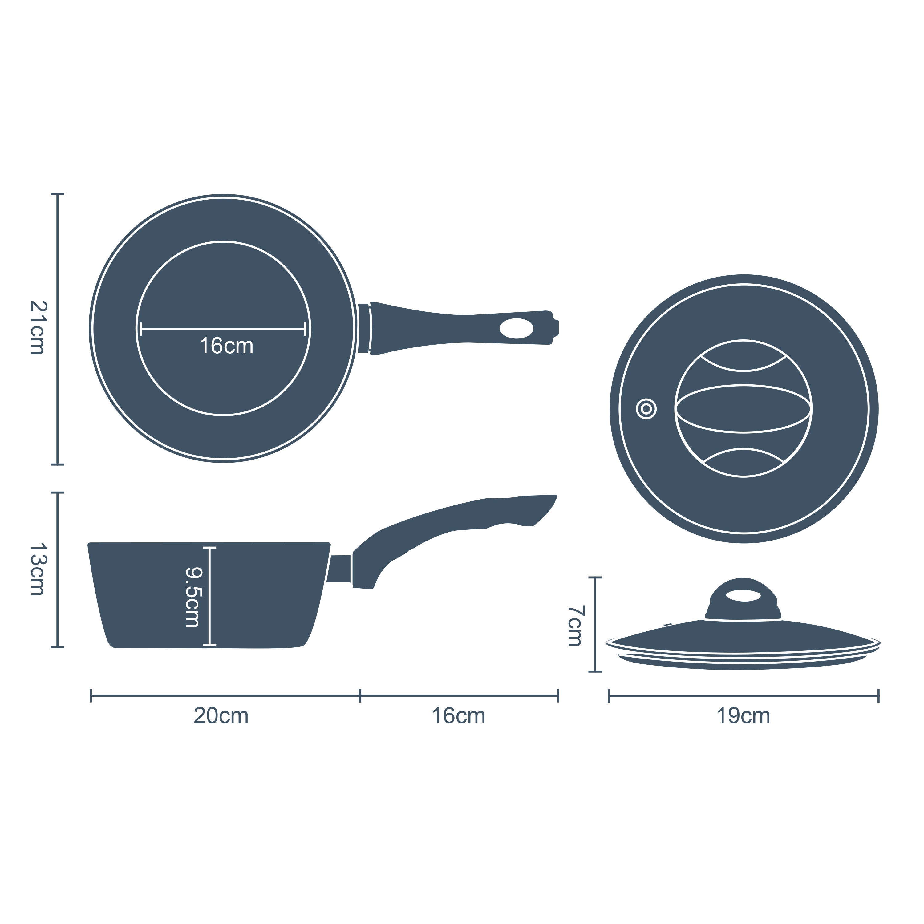 Classic 20cm Black Non Stick Saucepan With Lid