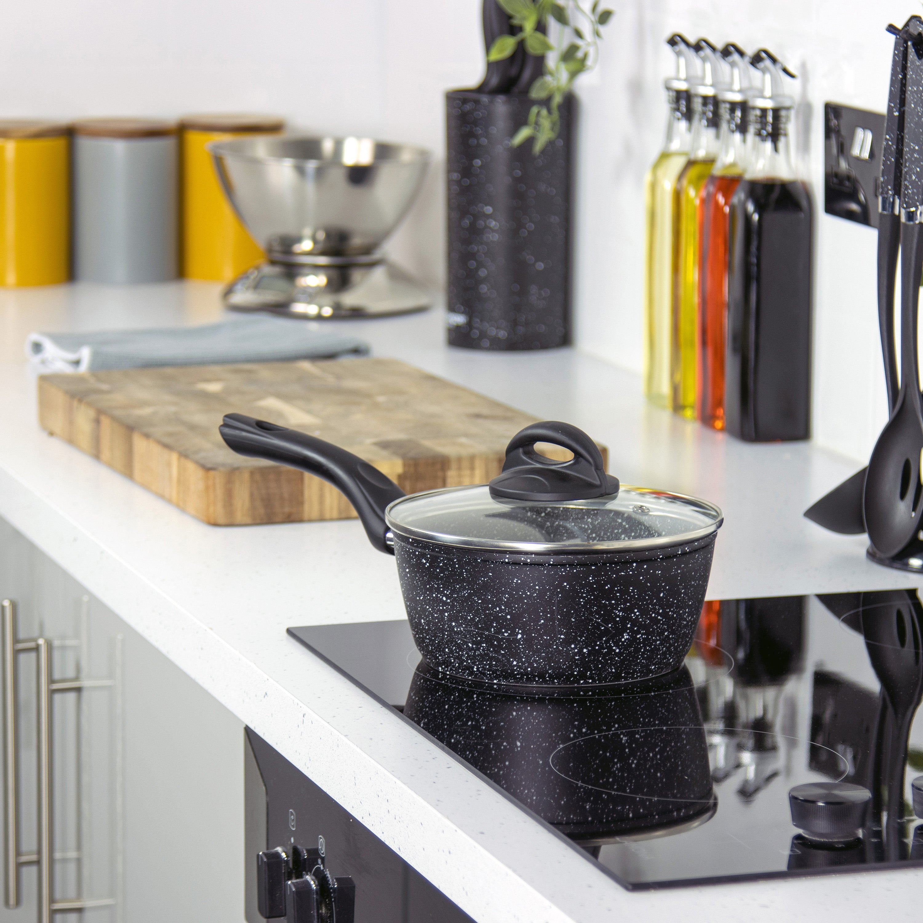 Classic 20cm Black Non Stick Saucepan With Lid