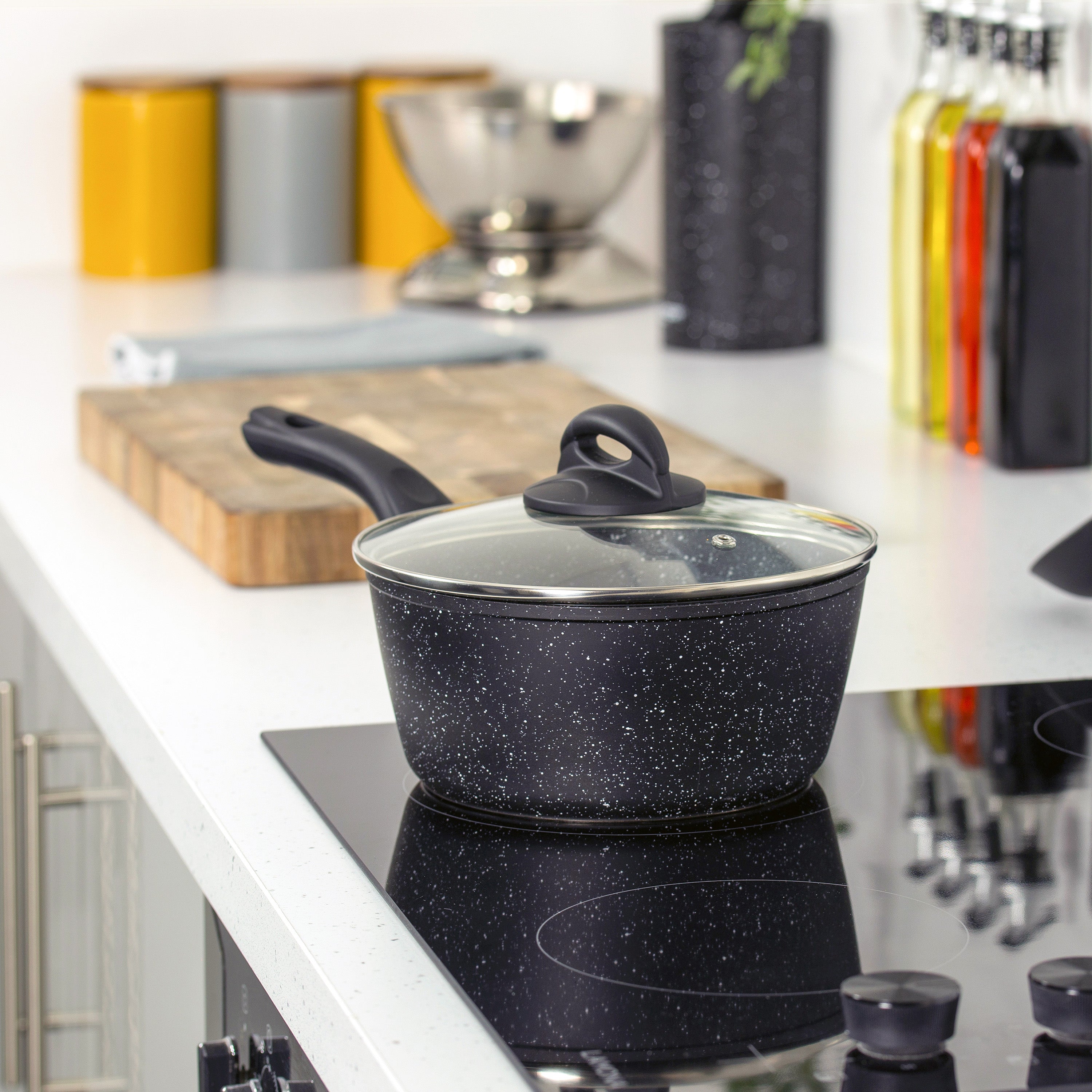 Classic 20cm Black Non Stick Saucepan With Lid