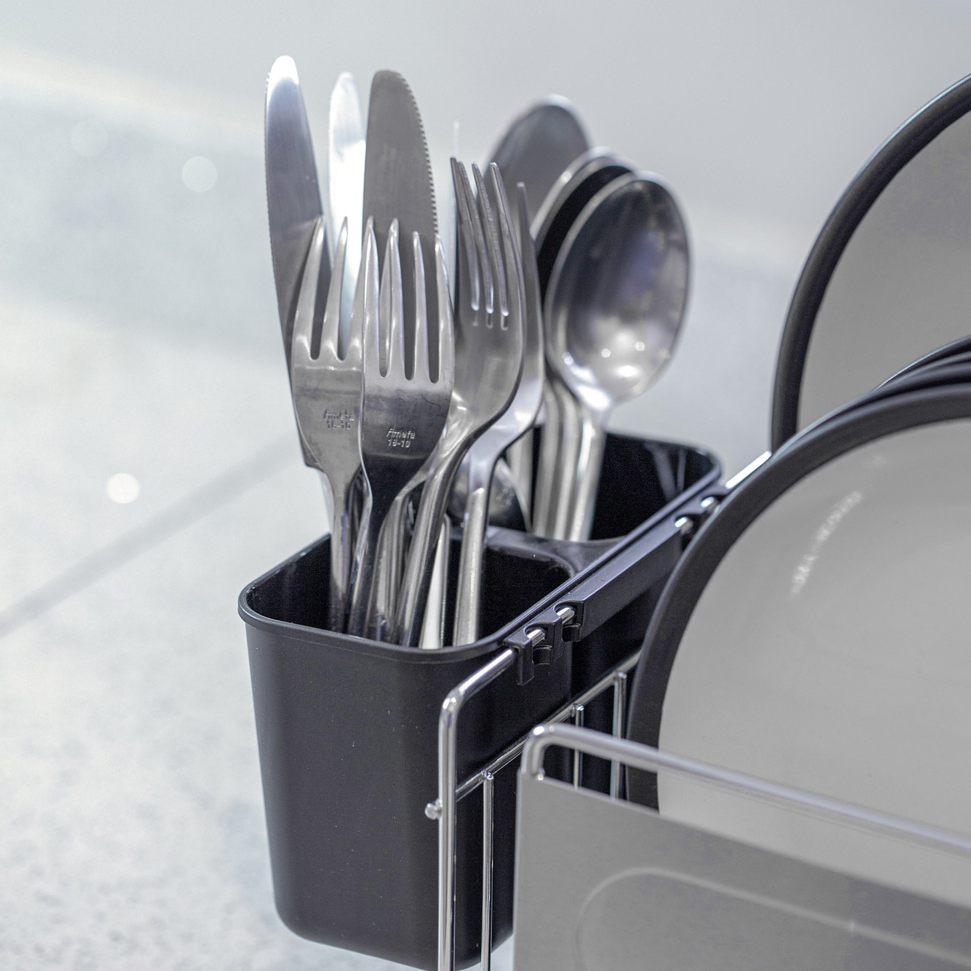 Stainless Steel Dish Drainer Cutlery Holder & Drip Tray